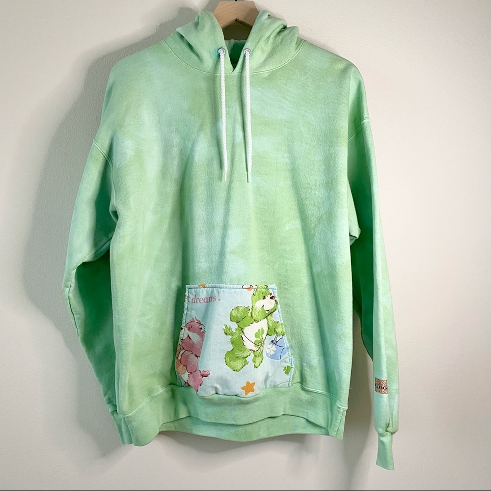 Custom Vintage 90’s Fabric Care Bears Tie Dye Hoodie Size Large